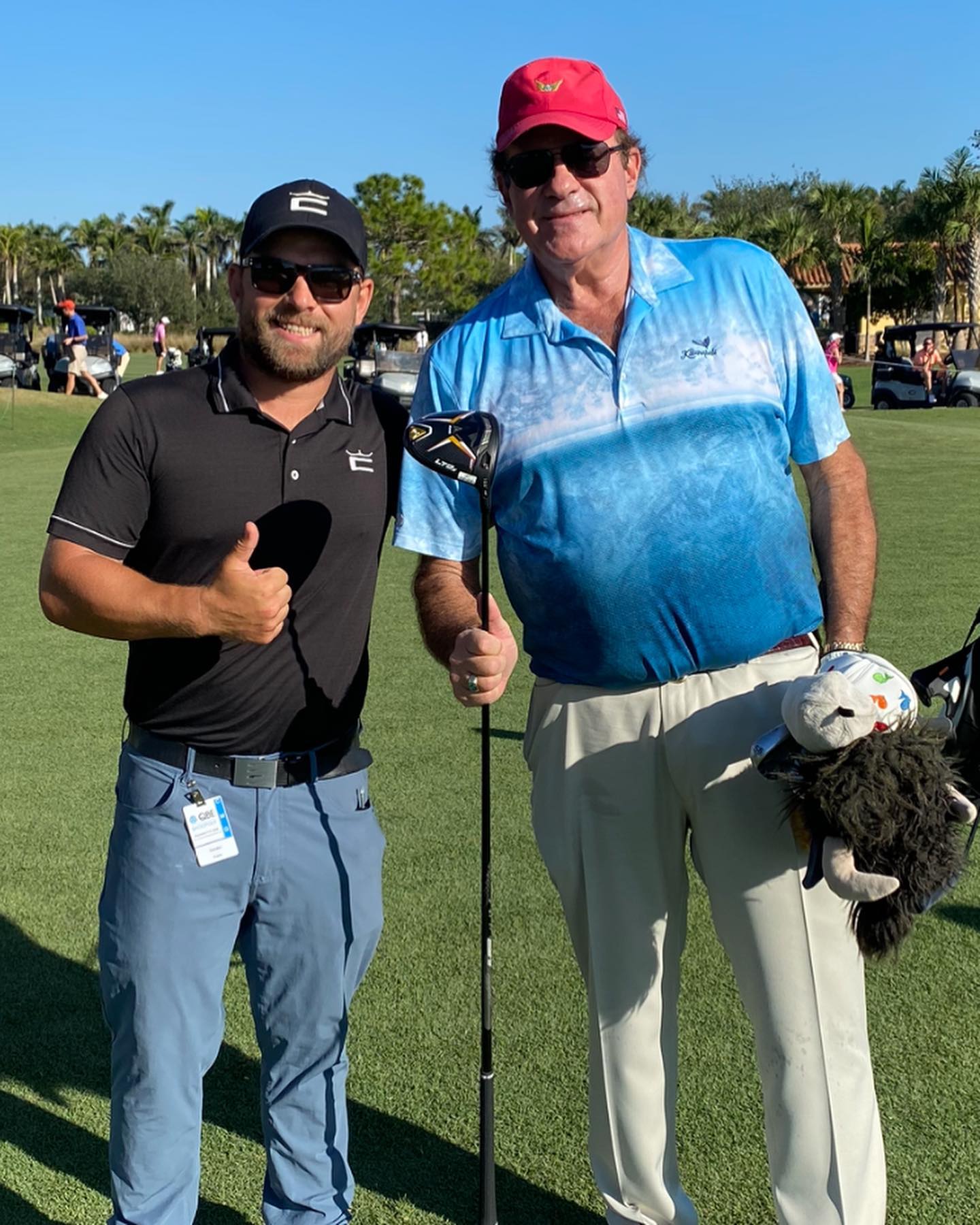 Brian fitting Chris Berman for his golf clubs at QBE Shootout 2022